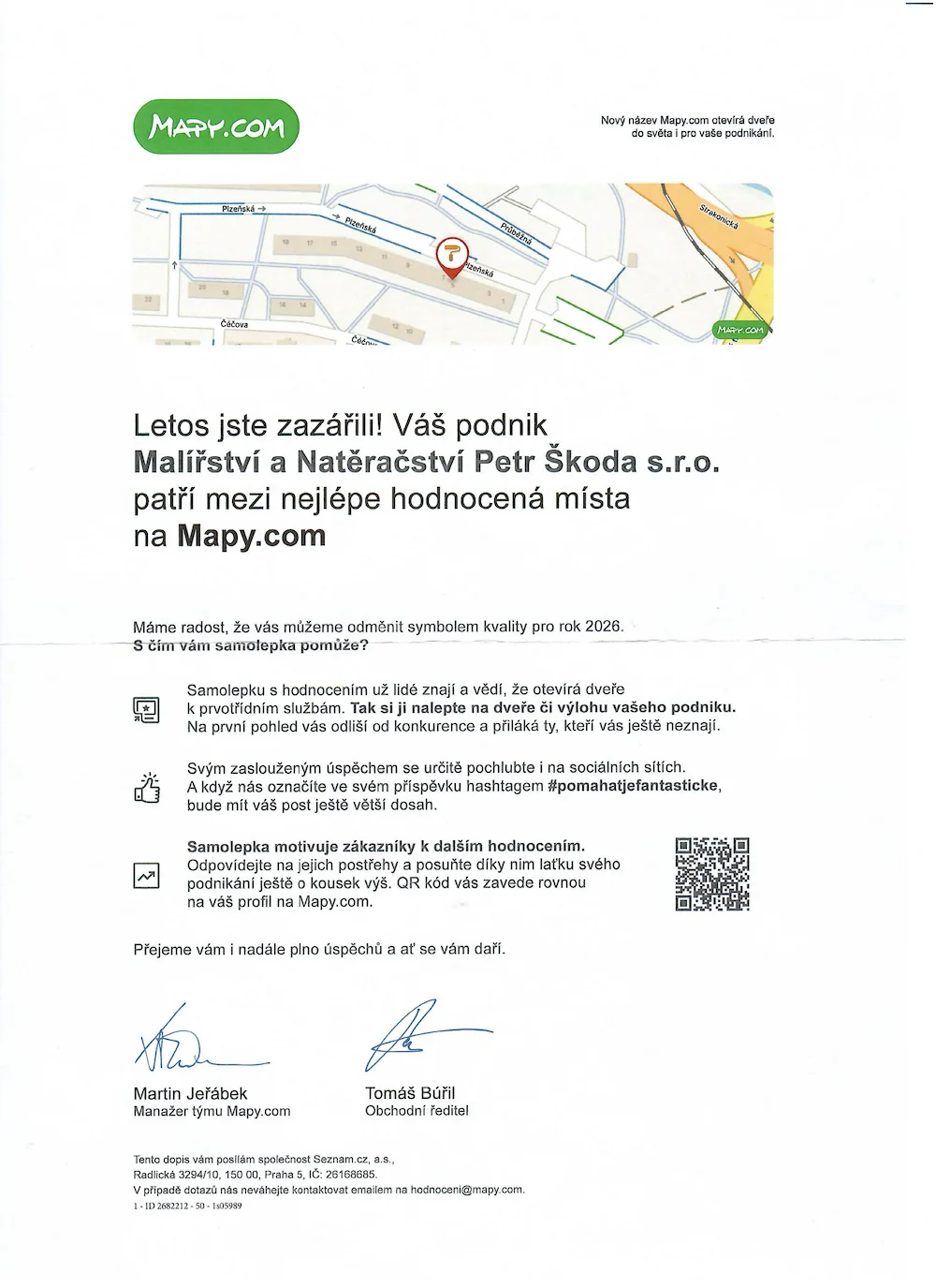 Mapy.com patřící Seznam.cz, a.s. za rok 2026